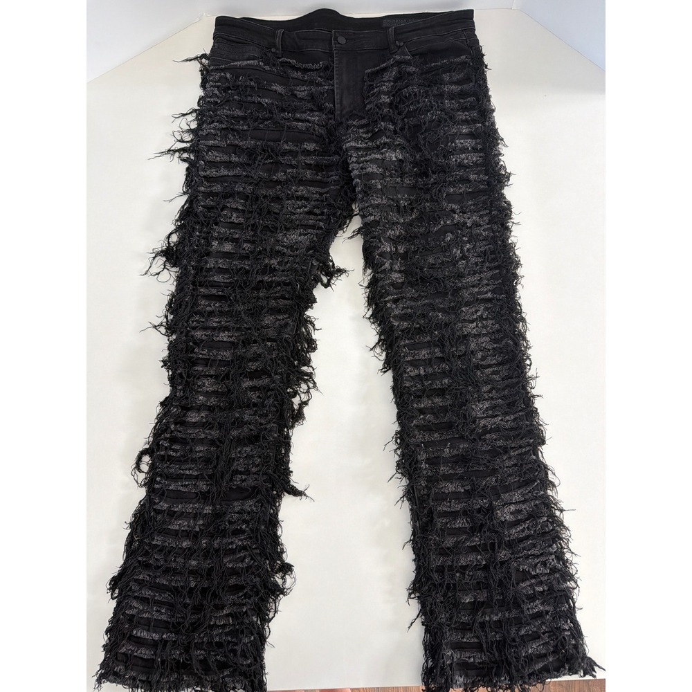 Rockstar Original RSM 205 Bossko Black Distressed Shredded Jeans Mens 40 x 34